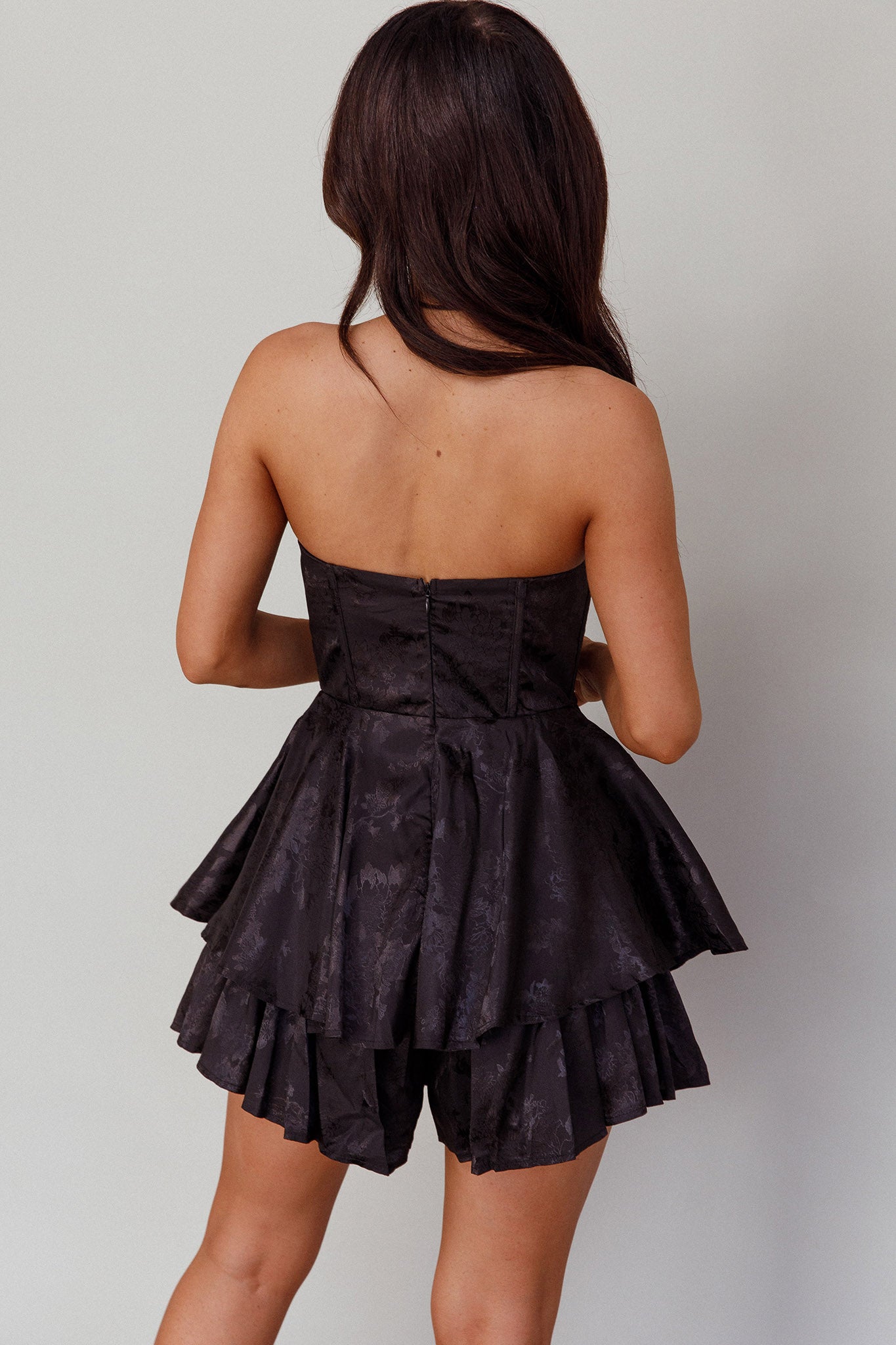 Paris Muse Gathered Bust Romper Black