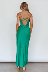 From Above V-Back Midi Dress Forest Green