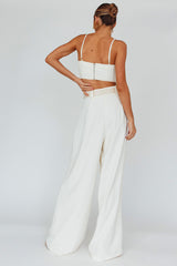 Regal Wide-Leg Mid Rise Pants Cream