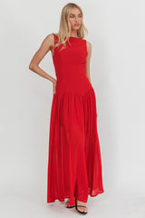 Opulent Low Back Maxi Dress Red