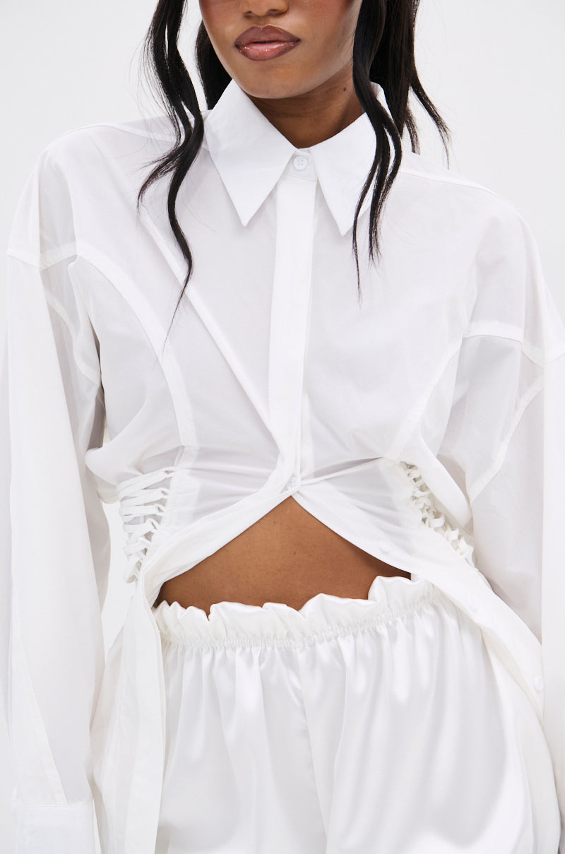 SHAR BUTTON DOWN WITH SIDE TIES