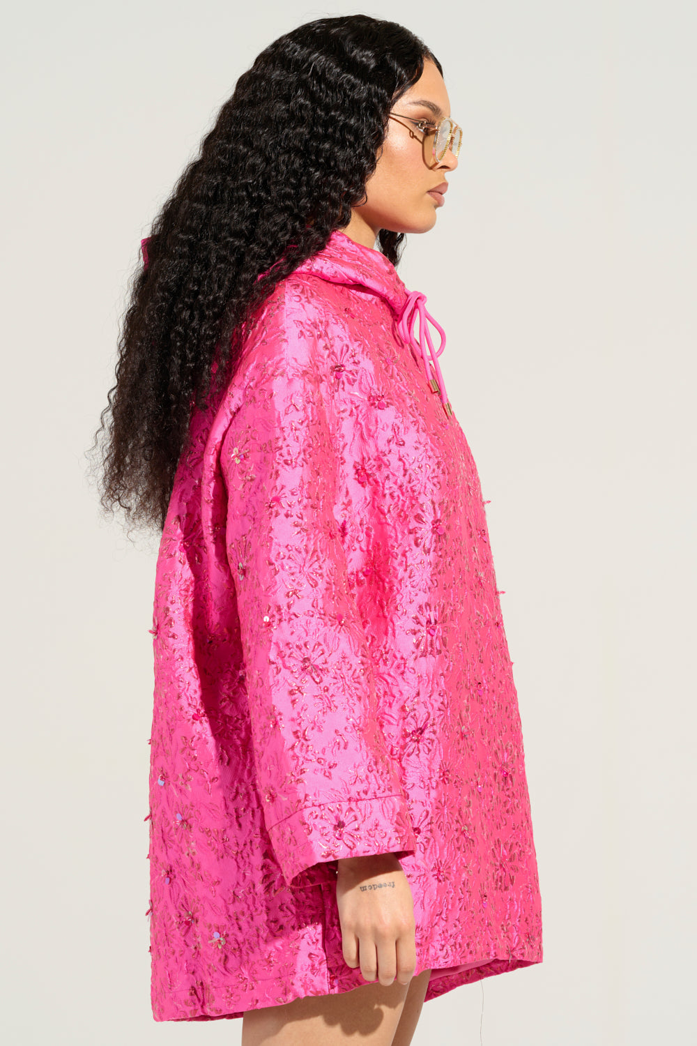 WOKE UP LIKE THIS BROCADE SWEATSHIRT DRESS