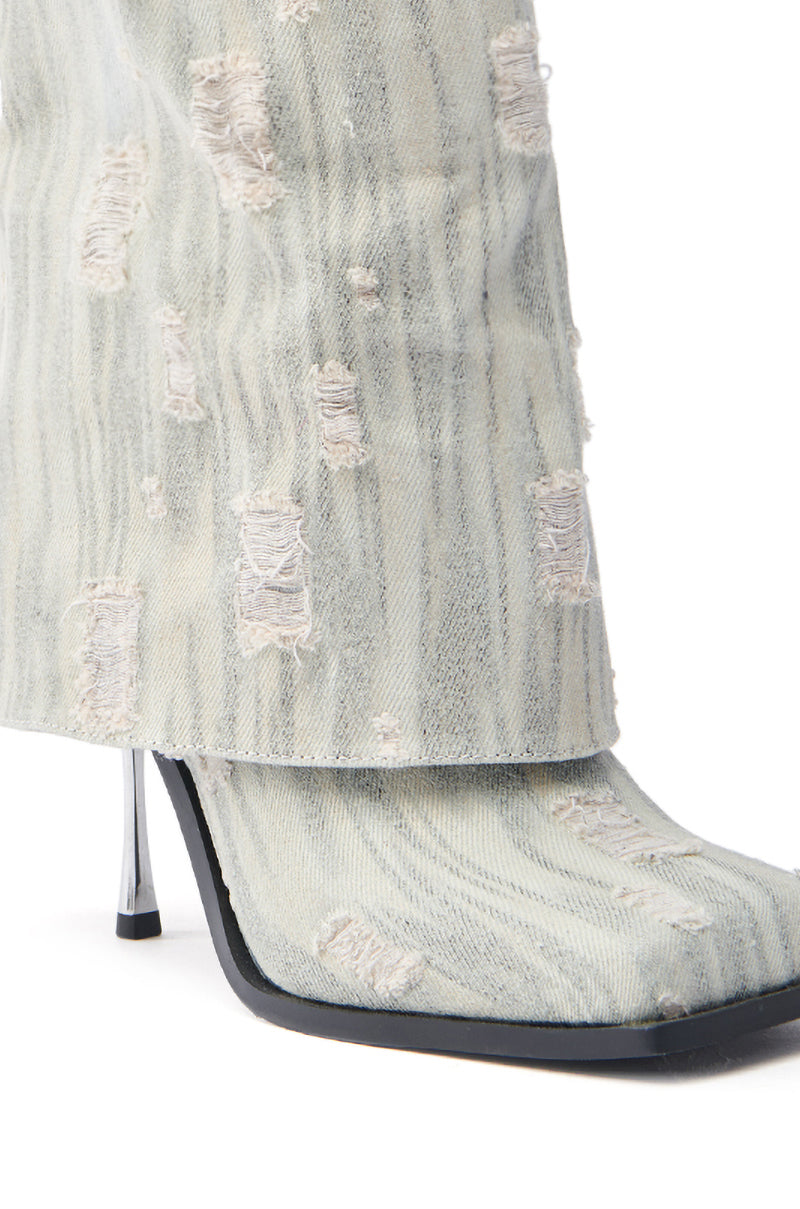 ��AZALEA WANG ANNECY GREY WASHED BOOTIE