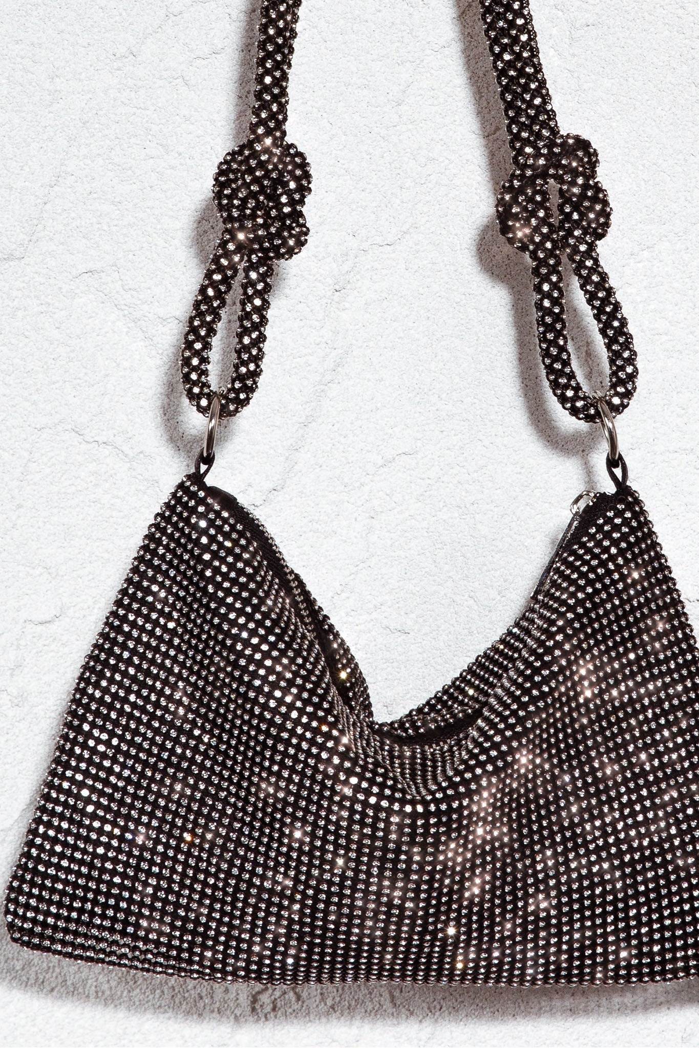 Harper Knot Strap Diamante Bag Black