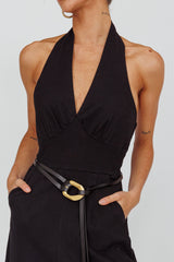 Lyan Gold Buckle Belt Black