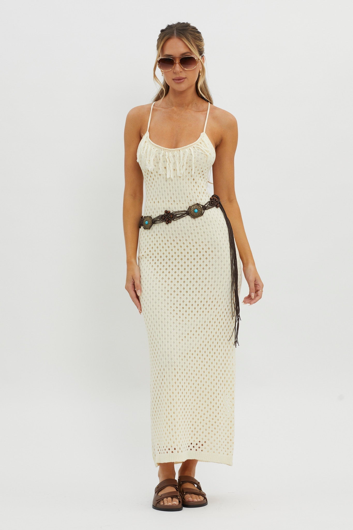 Midwest Fringe Boho Belt Brown