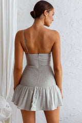 Bridie One Shoulder Shirred Mini Dress Pistachio