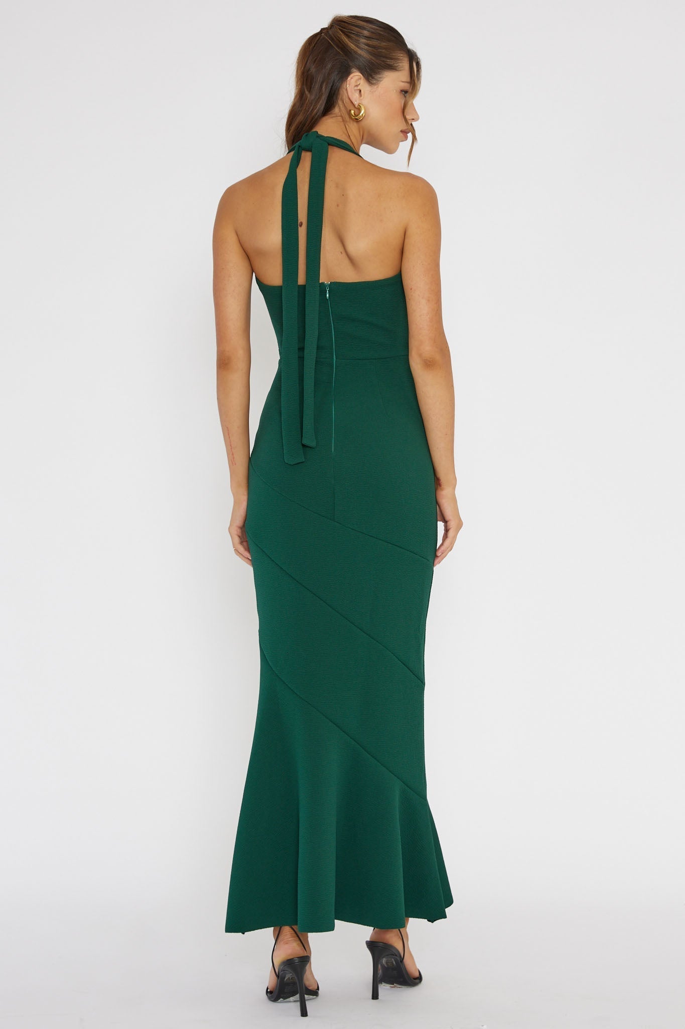 Fire Of Stars Halterneck Midi Dress Forest Green
