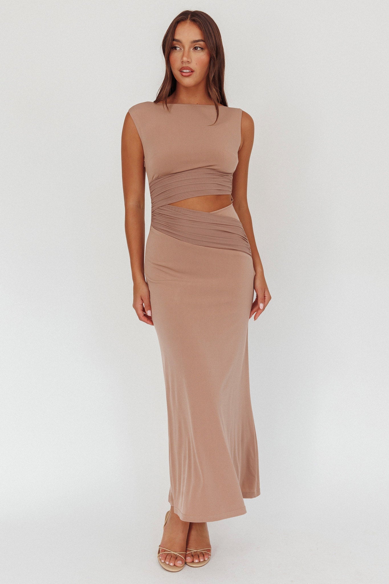 Costa Cut-Out Waist Maxi Dress Ecru