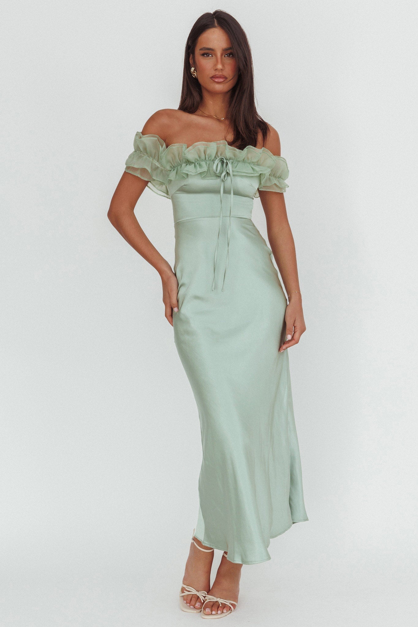 Summerfield Off-Shoulder Maxi Dress Pistachio