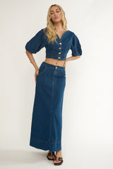 Kaelis Pocket Maxi Skirt Denim