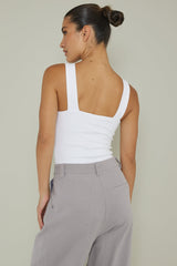 High Time Square Neckline Leotard White