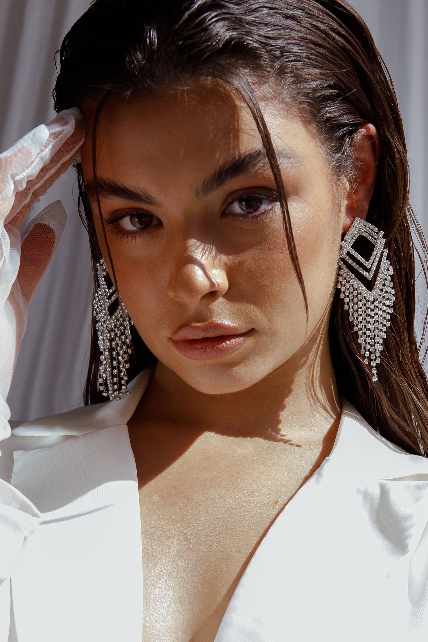 Kate Diamante Kite Drop Earrings Silver