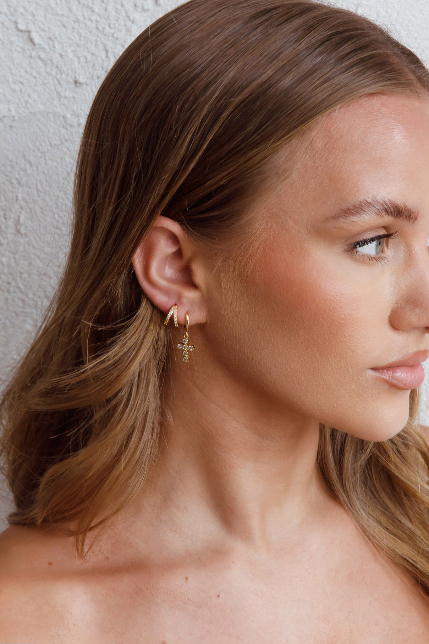 Graduation Diamante Hoop Earrings Gold