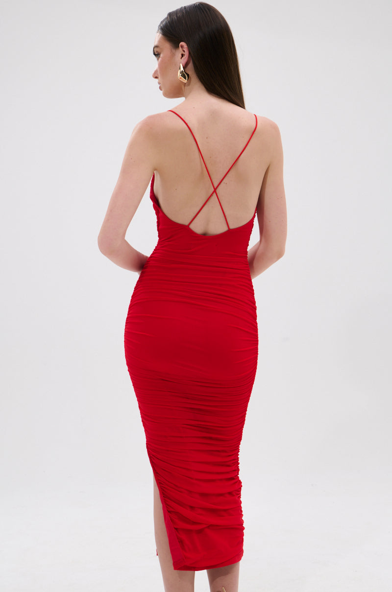 SHINE BRIGHT SLINKY MIDI DRESS