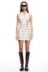 LIONESS Stars Align Mini Dress Cream Polka