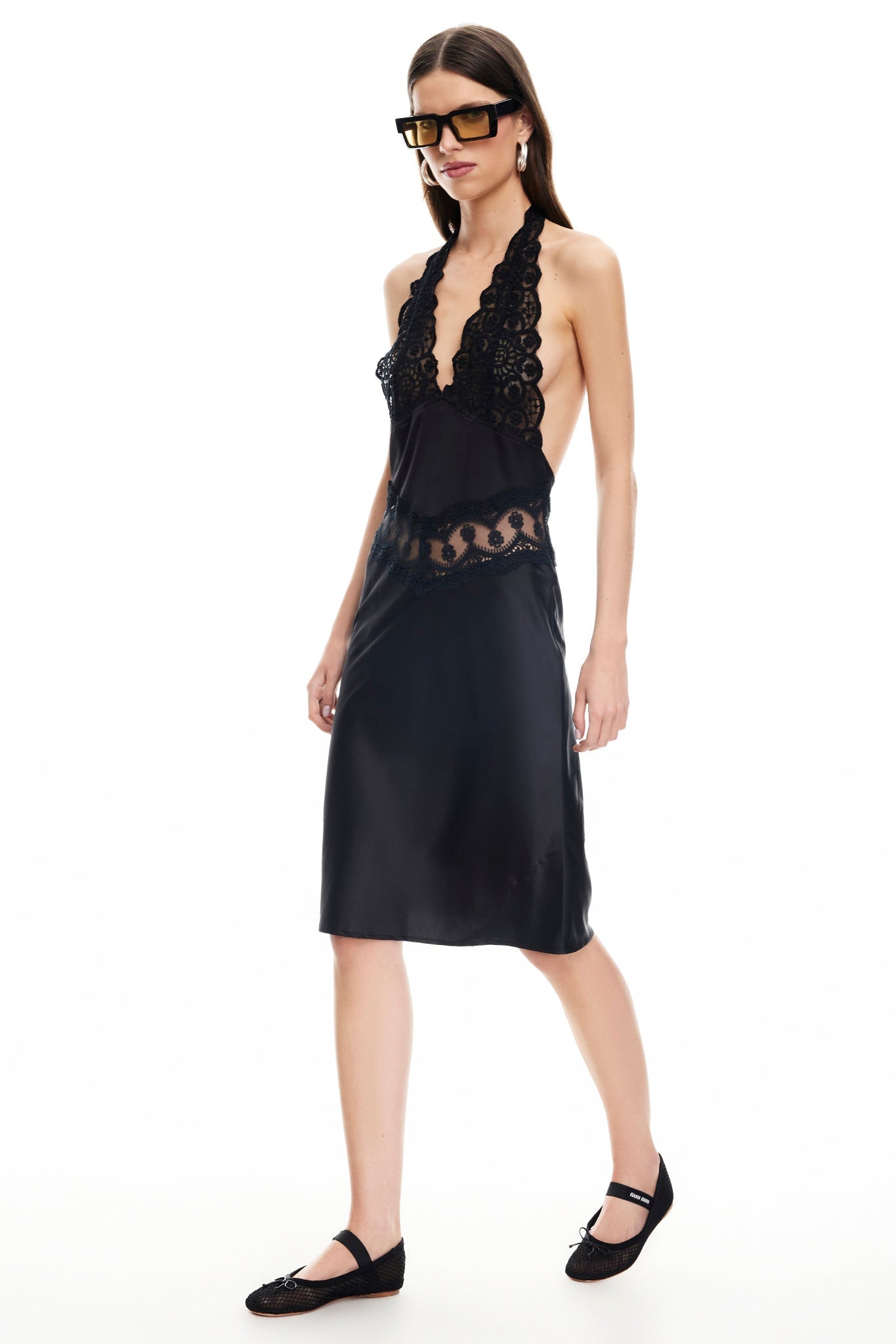 LIONESS Solana Midi Dress Onyx