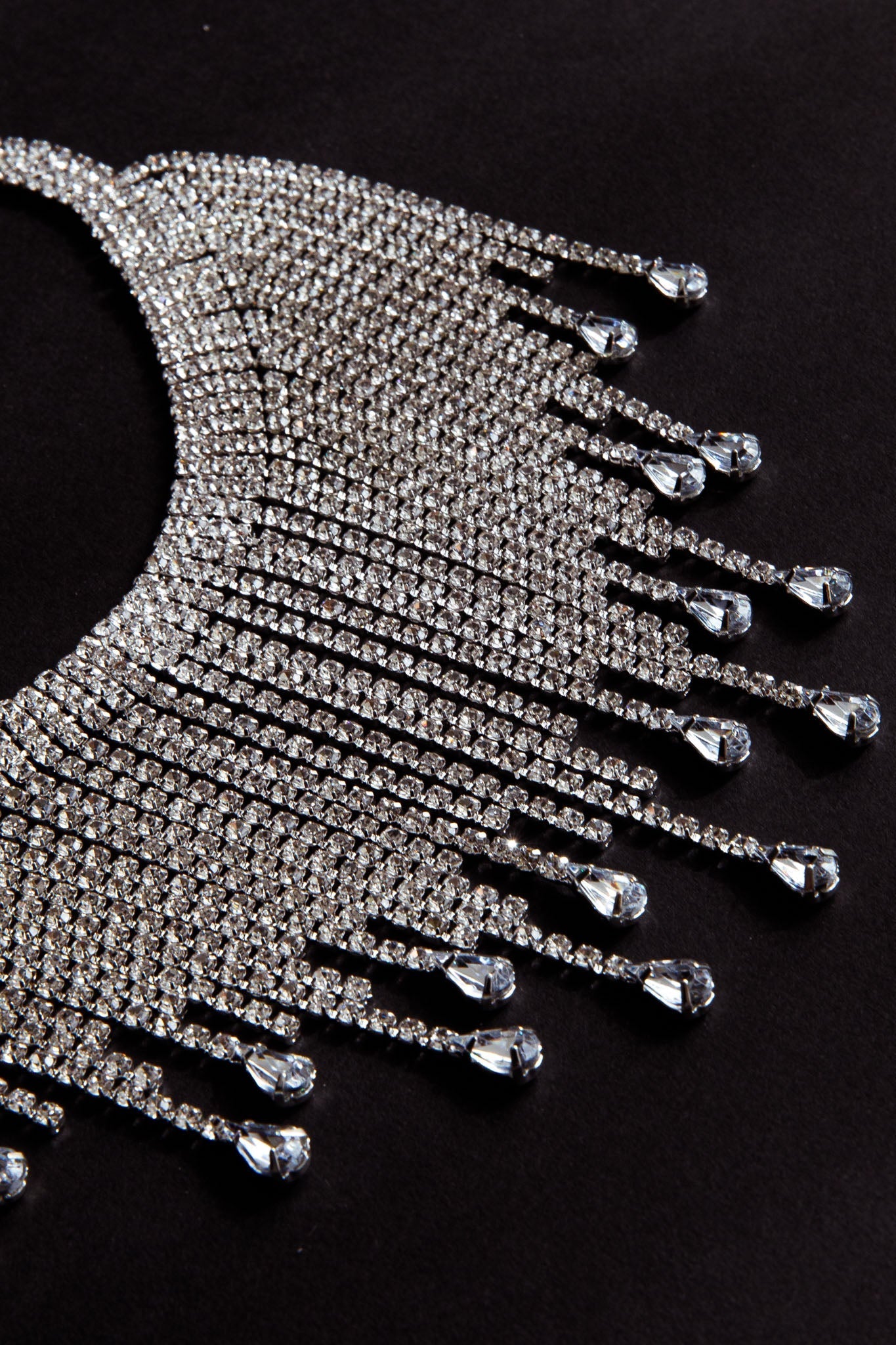 Isadora Cascade Crystal Necklace Silver