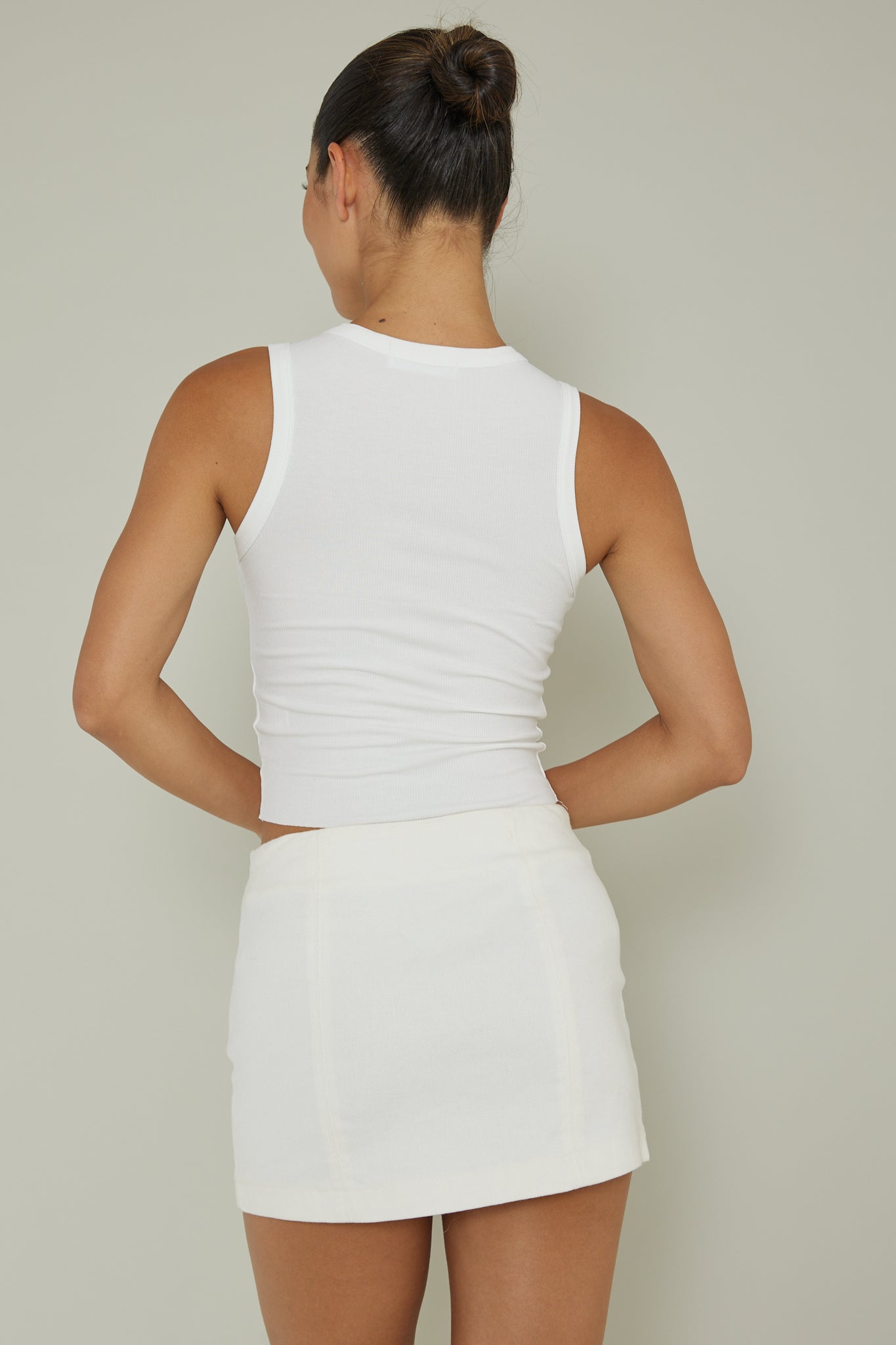 Mayra Crew Neck Crop Top White