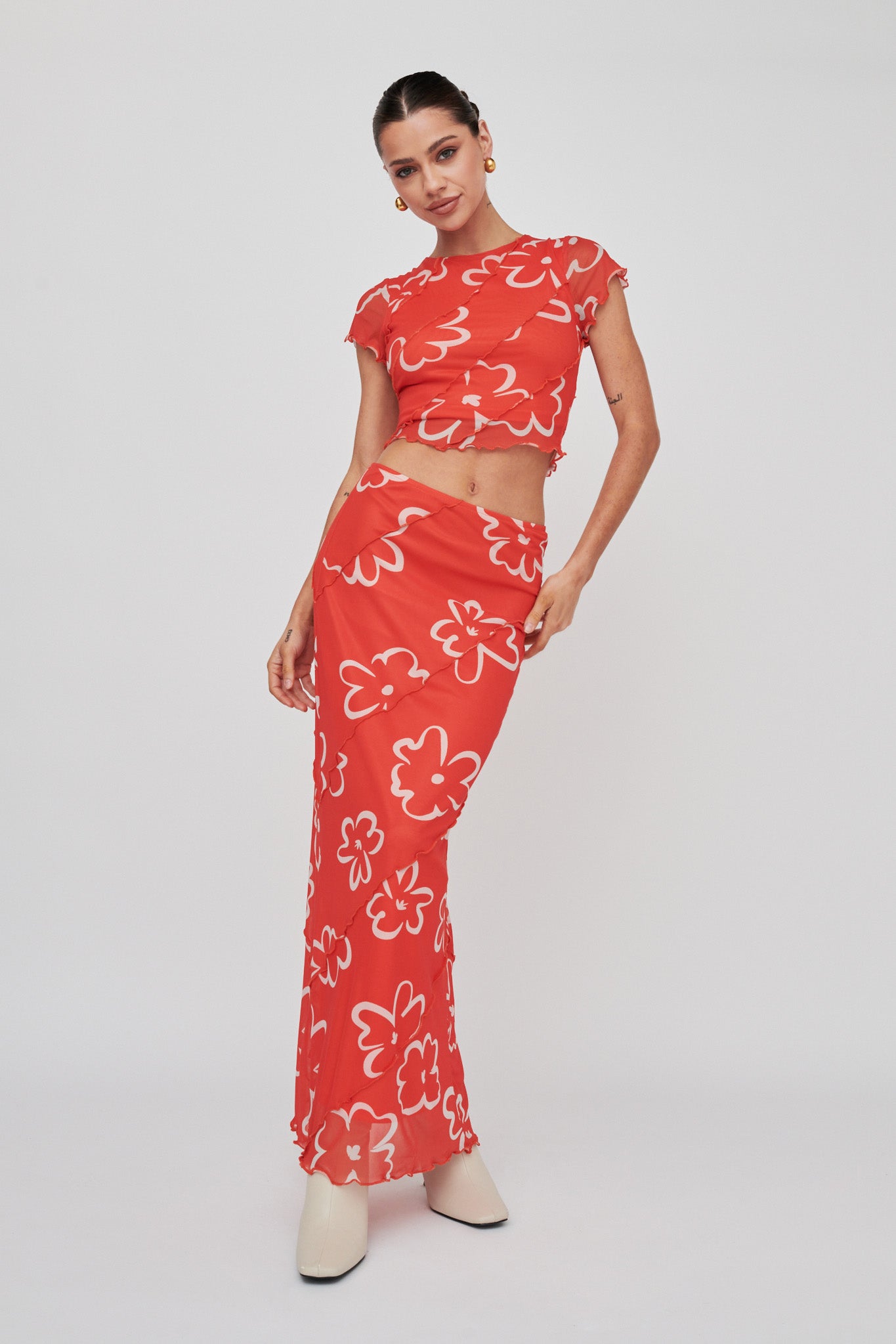 Gold Rush Crop Top Print Orange