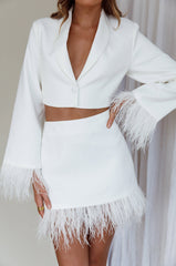 So In Love Feather Mini Skirt White