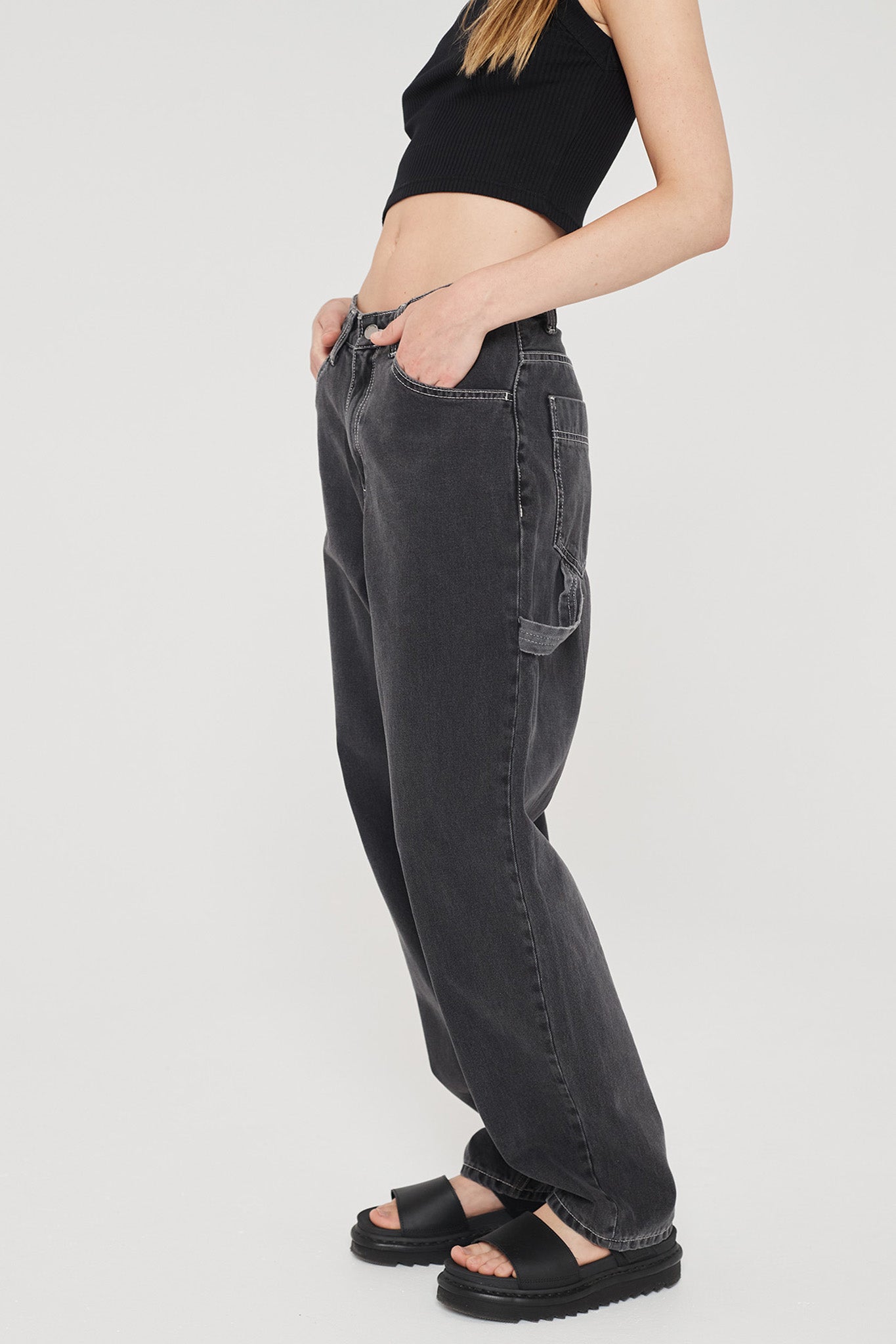 DR DENIM Faye Worker Concrete Black