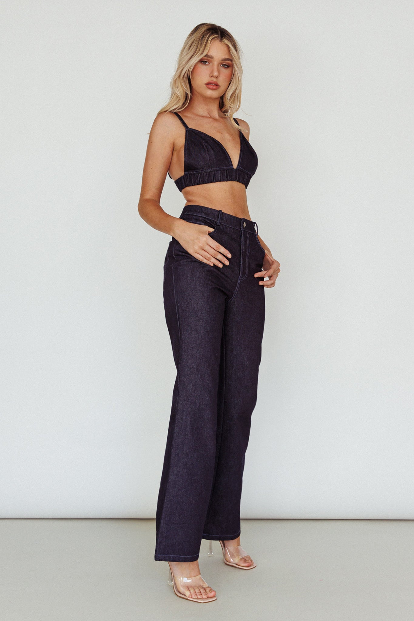 Isalei Bralette Crop Top Denim
