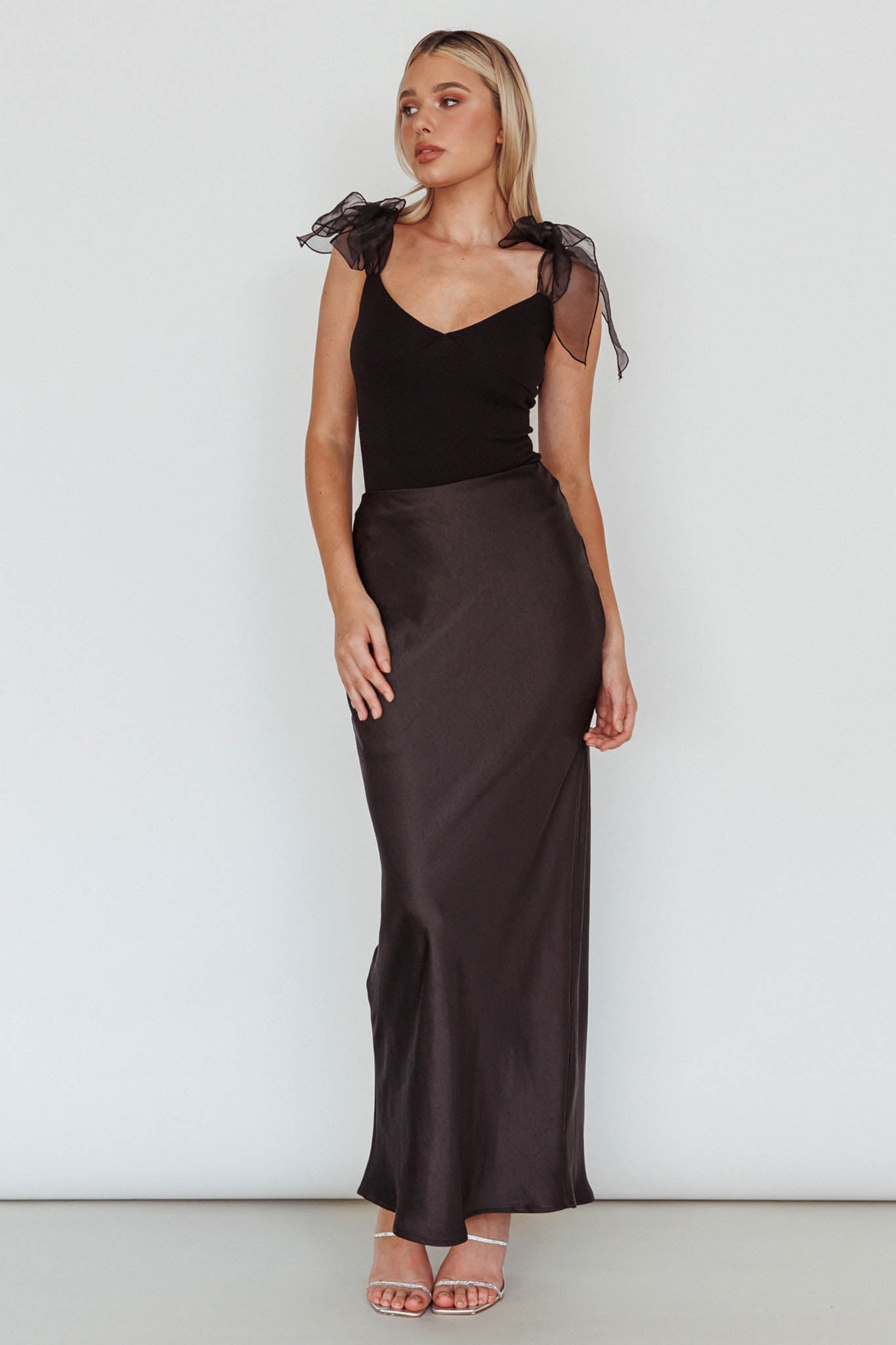 Midsomer Tied Shoulder Bodysuit Black