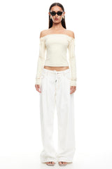 LIONESS Insightful Off Shoulder Top Ivory