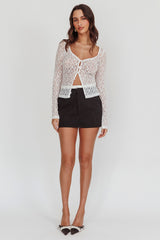 Starlit Sheer Lace Top White