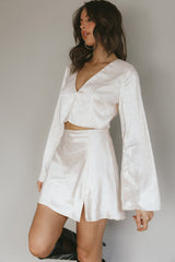 Winona Satin Jacquard Mini Skirt Cream