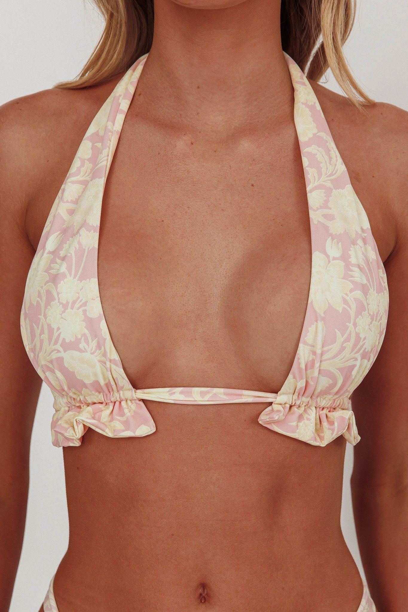 Milagro Thick Strap Halter Bikini Top Floral