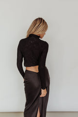 Plato High Neck Crop Top Black