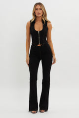 Nikia Zip Front Top Black