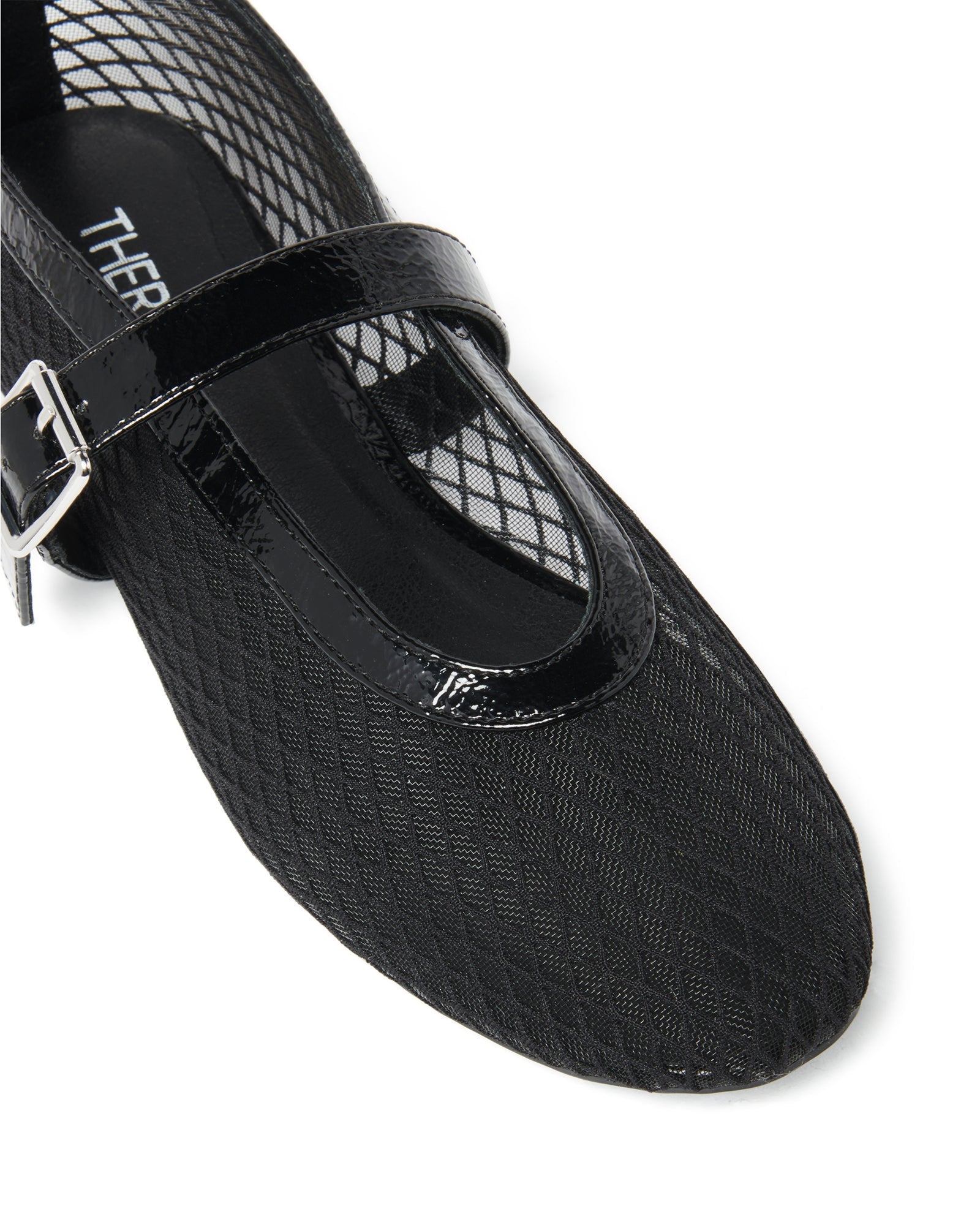 THERAPY Addie Ballet Flat Crinkle Patent Black