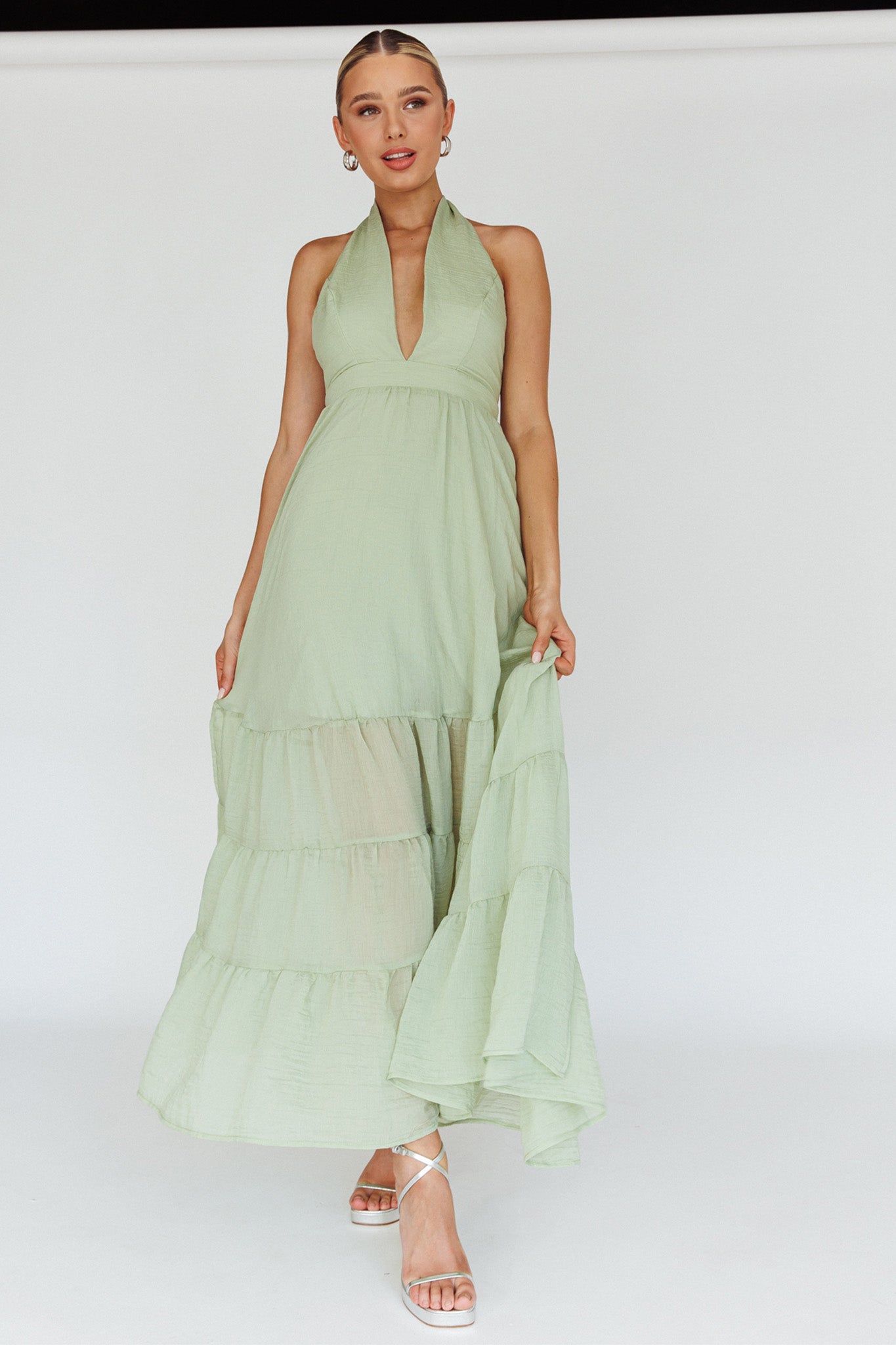 Jalisco Sun Halterneck Maxi Dress Mint