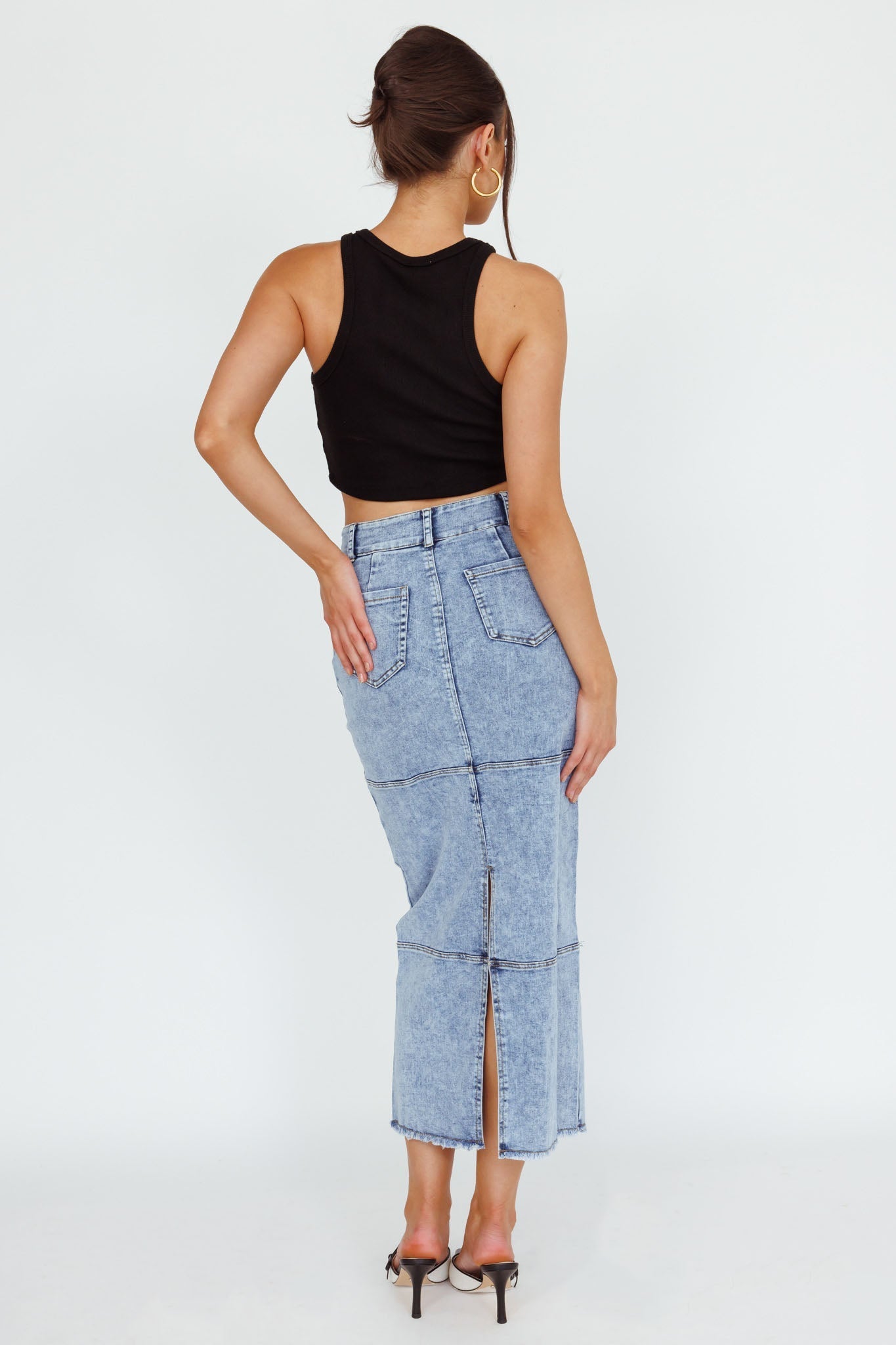 Thalia Pocket Midi Skirt Denim