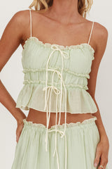 Maidens Tie Detail Overlock Top Sage