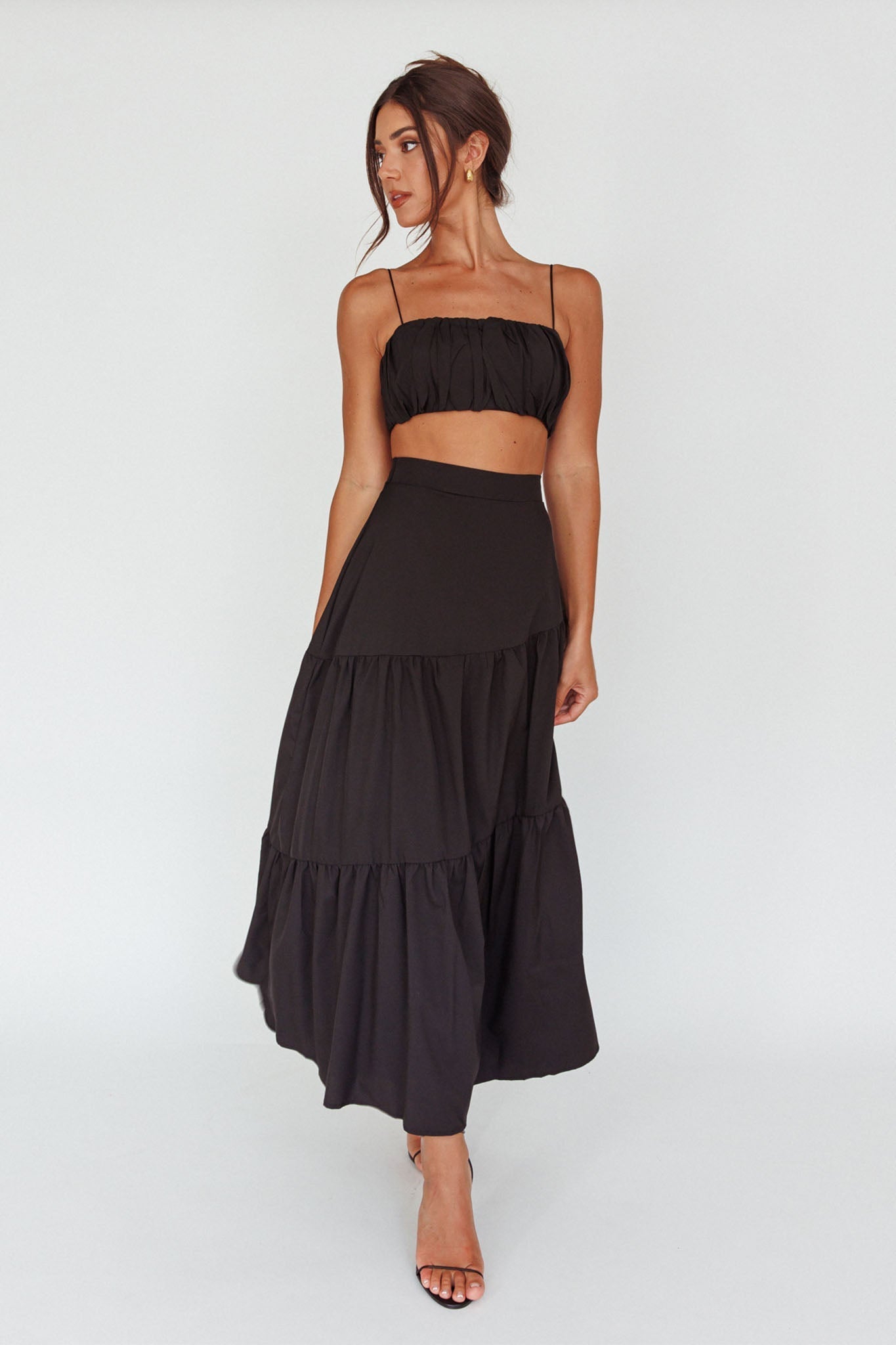 Bondi Waist Tie Maxi Skirt Black