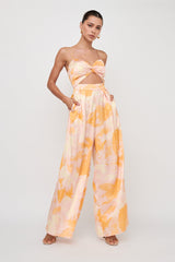Tammi Cut-Out Waist Jumpsuit Abstract Yellow