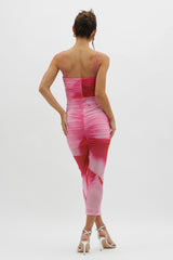 Logan Cami Strap Midi Dress Abstract Pink
