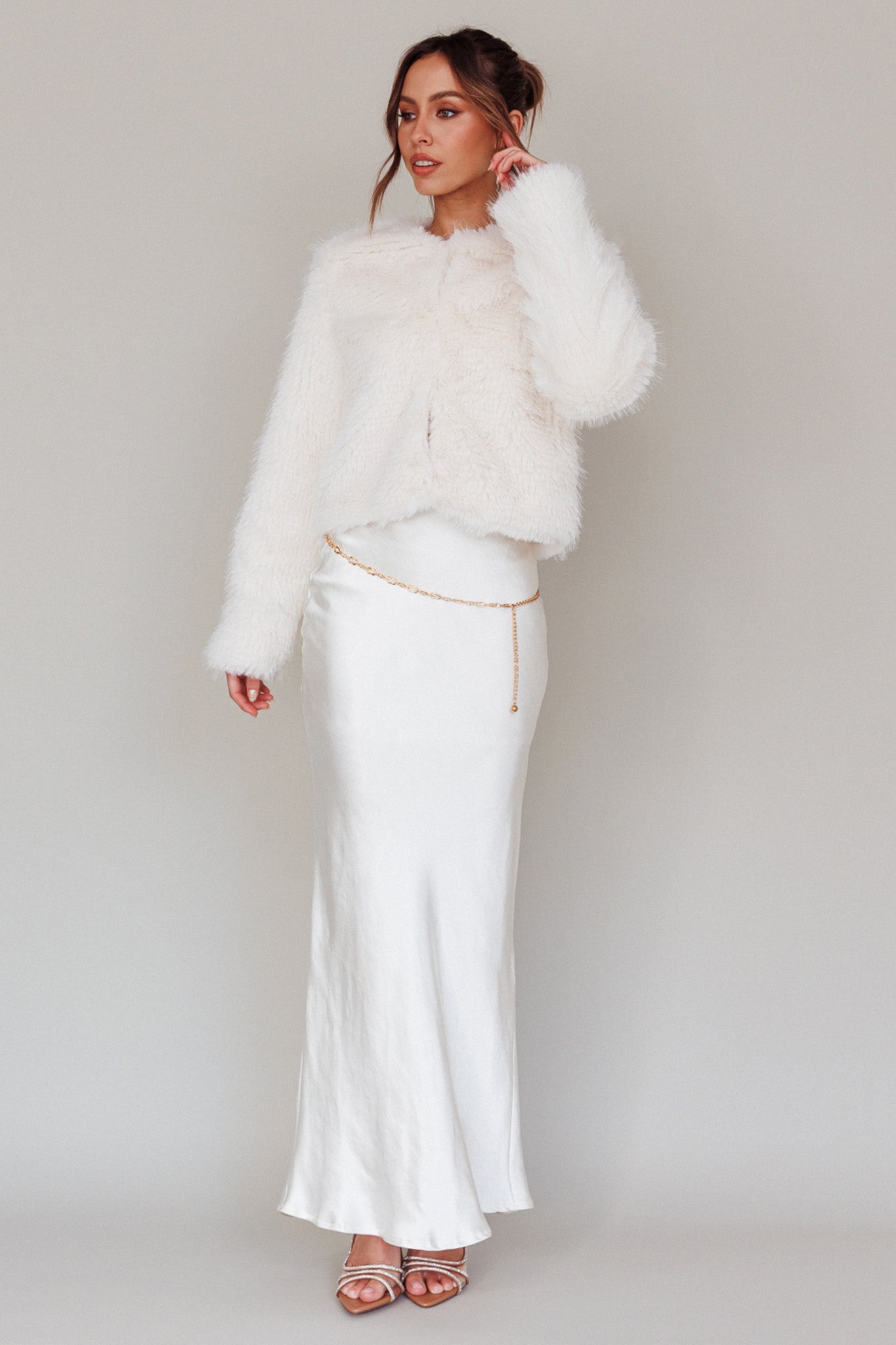 London Day Faux Fur Jacket Cream