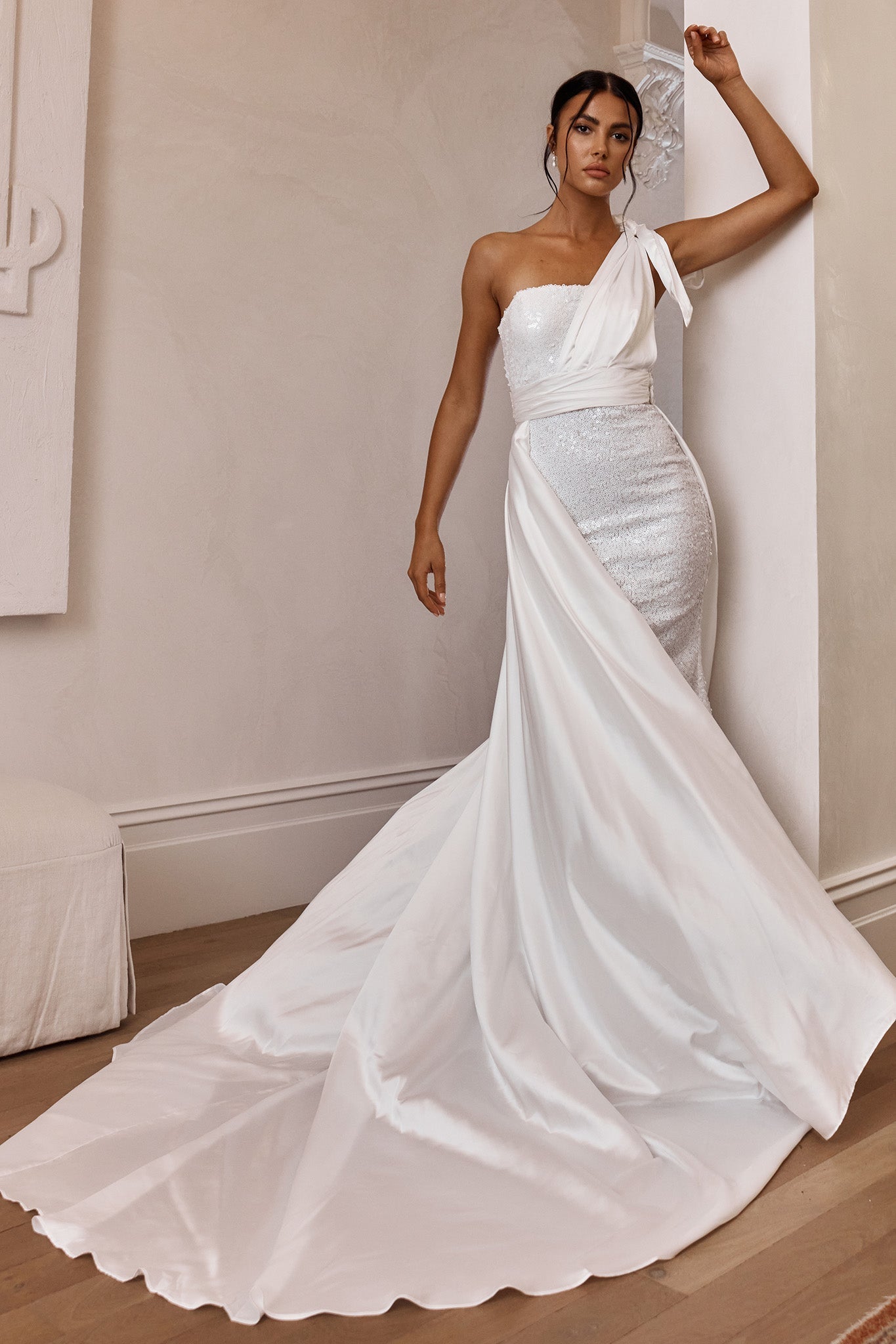 Francene Two Piece Sequin Maxi Dress White