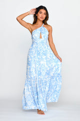 Kamali One-Shoulder Keyhole Maxi Dress Blue
