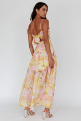 Stars Are Blind Tied Back Midi Dress Floral Pink
