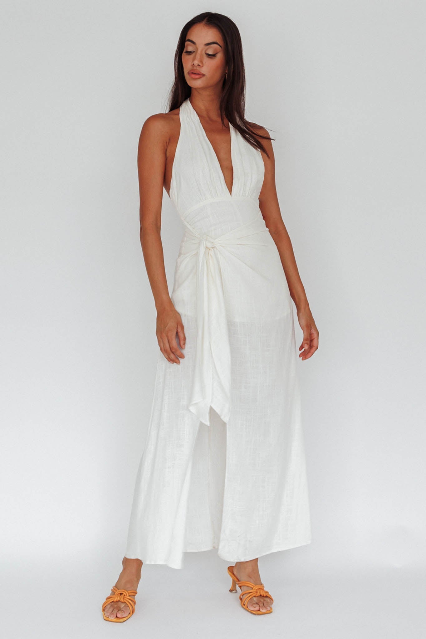 La Habra Halterneck Romper White