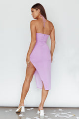 Ibiza Sunset Bust Flower Midi Dress Lilac