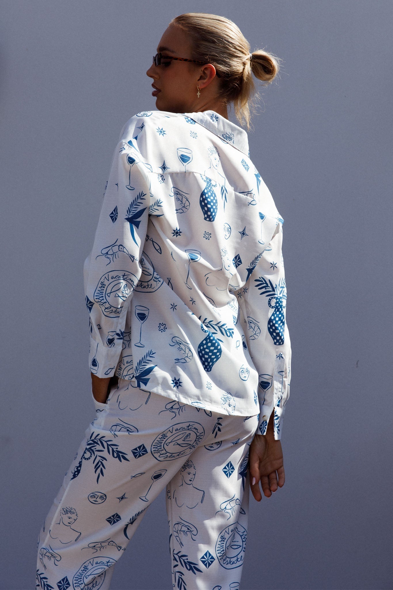 Weekend Bliss Long Sleeve Button Shirt White