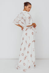 Light Aura Maxi Skirt Print White Tan