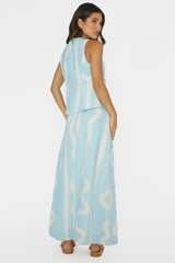 Meet Me There Maxi Skirt Abstract Blue